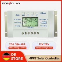 ECGSOLAX 20A 40A MPPT Regolatore di carica solare 12V 24V Regolatore automatico del pannello solare Carico Doppio timer Controllo di carica MAX PV 48VDC