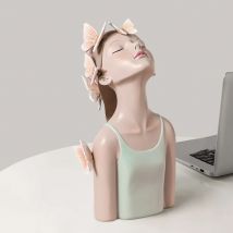 ARTLOVIN Schmetterling Fee Figuren Mädchen Figuren Harz Tabletop Statuen Kreative Zeichen Mit Metall Gold Tray Home Decor Craft