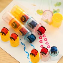 3/6Pcs Kawaii Bunte Roller Stempel Pad Dichtung Lernen Cartoon DIY Nette Roller Highlighter Stifte Zeichnung Tagebuch für kinder Schreibwaren