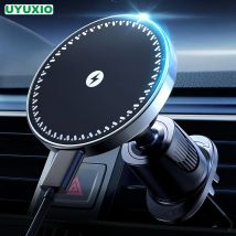 UYUXIO Adattatore magnetico per caricabatteria per telefono per auto wireless 15W Supporto per telefono per auto con presa d'aria per iPhone 16 15 14 13 Pro Max Plus 12 Samsung