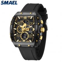 SMAEL Marke 8109 Neue elektronische uhr mode quadrat dual display wasserdicht leuchtende Multi-farbe Für Männer