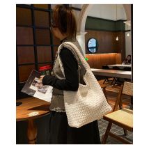 Gewebte Einkaufstaschen für Frauen weiche Leder Einkaufstasche gewebte Damen handtaschen Sommer Umhängetasche große Kapazität Top-Griff Tasche