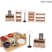 1/12 Puppenhaus Schuhschrank Bücherregal Stehlampe Wanduhr Puppenhaus Wohnzimmer Möbel Dekoration Puppenhaus Zubehör