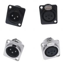 5 Stück HF XLR 3-polige männliche und weibliche Audio-Steckverbinder für Schalttafelmontage – Kupferkontakt-Metallbuchse für Mikrofon/Pro-Audio, Schwarz/Silber