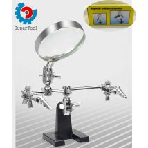 Aiutare lo supporto per saldatura per utensili di terza mano con lente d'ingrandimento per saldatura 5X 2 clip a coccodrillo Strumenti di riparazione Adju rotanti a 360 gradi