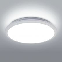 Round LED Ceiling Light, 24W Modern Ceiling Lamp, Cool White 6500K IP54, Waterproof Round Ceiling Light Fixture for Bathroom, Li