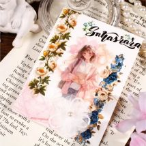 15Pcs Handbook base Floral long material Belle Ink Dance package PET Sticker Background scrapbooking cut Supplies 140*70mm