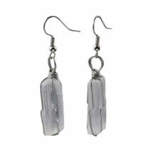Copper Wire Wrapped White Color Selenite Stone Earrings For Women Natural Selenite Quartz Crystal Dangle Hook Earring Jewelry