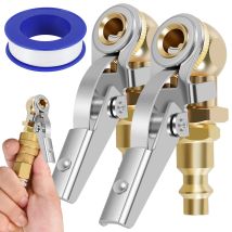 2 Stück geschlossenes Kugel-Reifenfutter, 1/4 Zoll FNPT, langlebiges Metallclip, verriegelbares Luftfutter, 250 PSI, max. Luftkompressor-Aufsatz