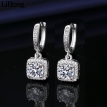 Damen-Ohrringe aus 925er-Sterlingsilber, eingelegt mit quadratischem Zirkon, modischer Bankett-Party-Schmuck