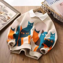 Kinder Top 2025, Neue Frühling Herbst Sweatshirt Jungen Mädchen Gefälschte Zwei-stück Top Cartoon Casual Langarm-shirt Trendy kleidung