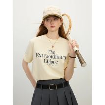 FSLE Rundhals-T-Shirt, lässig, All-Match-Buchstabe, kurzärmelig, für Damen, 2022, Sommerurlaub, Saison, modisches Top 25FS12211