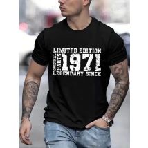 "EDIZIONE LIMITATA 1971" Lettere Stampa Casual Girocollo Manica corta Top da uomo, T-shirt estiva casual alla moda Regali di compleanno