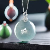 Blaue Myanmar Jadeit Donut Anhänger Halskette echte burmesische Jade Naturschmuck Geschenke für Frauen Männer Talismane Glück