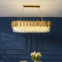 Moderne Luxuriöse Glänzende Goldene E14 LED-Pendelleuchten Esszimmer Kristall-Lüster Hängeleuchte Innenbeleuchtung Pendellampen