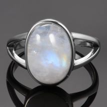 Anello in argento S925 Anelli di gioielli con pietra di luna naturale Gioielli vintage con pietre preziose per donne Uomini Ragazze Regalo di lusso