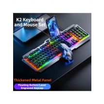 K2 Wired Keyboard Mouse Set Metal Panel RGB Backlight Waterproof Ergonomic Multimedia Buttons 104 Keys Keyboard for Game Office