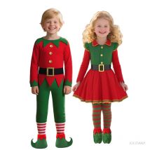 Christmas Party Baby Costume Children Girl Role Playing Green Elf Dress Performance Costume Kindergarten Boy Christmas Set 2025