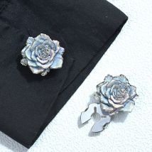ICEYY Elegante vintage blu peonia manica camicia bottone gemelli in rame copertura bottoni accessori decorazione per le donne