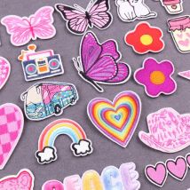 Schmetterling bestickter Aufnäher für Kleidung, Slogan, Aufnäher auf Kleidung, rosa Streifen, Kleidung, Thermo-Klebeaufnäher, Abzeichen, Dekor