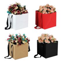 10 Stück weiße Geschenktüten aus Kraftpapier mit Griff, quadratisch, für Topfblumen, Kuchen, zum Mitnehmen, Verpackung für geschäftliche Hochzeiten, Geschenktüten