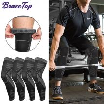 2 Paar Sport-Profi-Knieschützer mit langen Kompressionsärmeln, volle Bein-Ärmelbandage, Kniestütze, schützt Basketball, Fußball