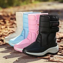 CINESSD 2023 New Winter Warm Snow Boots Outdoor Waterproof Women's Cotton Boots Plush Comfort Warm Female High Top Boots