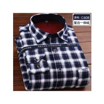 Autumn Winter Thicken Fleece Shirt Men Business Plaid Shirt Long Sleeve Warm Clothes Turn Down Collar Button Up Warm Shirts Male
