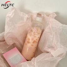 1pcs 500ML Kawaii Bow Plastic Water Bottle With Time Scale Transparent Water Cup Outdoor Sports School Drinking Water Bottle