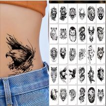 30 teile/satz Schwarz Temporäre Tatoo Coole Tier Schlange Katze Tiger Löwe Leopard Transfer Tattoo Aufkleber für Männer Erwachsene Unterarm Bauch