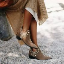 Women Ankle Boots Retro Rivet Boots Personalized Short Boots Size 34-43 Shoes