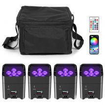 U'King 4PCS 6x18W 6IN1 RGBAW + UV Par Licht mit Tasche DMX Fernbedienung WiFi Par Licht Drahtlose LED Bühne Licht für DJ Bar Party