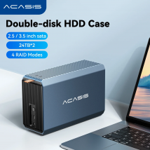Acasis Dual Bay Custodia per HDD/SSD da 3,5/2,5 pollici Custodia per disco rigido esterno da 48 TB Array per disco rigido SATA a USB con funzione RAID