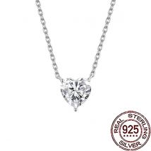 CWWZircons 925 Sterling Silver AAA Heart Shape Cubic Zircon Pendant Necklace Chain for Women Valentine's Day Jewelry Gifts SD041