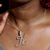 Bling Iced Out Gepflasterte Strass Cursive Brief Anhänger Halskette Für Frauen Mode A-Z Initial Brief Seil Kette Halskette Schmuck