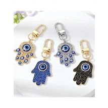 Bling Hollow Evil Eye Hamsa Hand Keychain Key Ring For Women Men Zircon Fatima Hand Blue Eye Bag Car Airpods Box Key Accessories