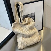 Strandtaschen Damen Umhängetasche Häkelhandtasche Designer Gestrickte Hohl-Tragetasche mit Top-Griff Shopper Sac