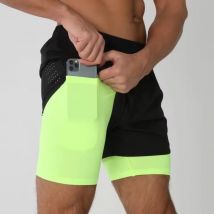 Neue Herren-Laufshorts, lässige Sport-Shorts, 2-in-1, schnell trocknend, Workout, Training, Fitness, Jogging, kurze Hosen, Sommer-Männer-Shorts