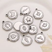 5 pezzi di ciondoli in acciaio inossidabile con farfalla, fiore, stella marina, base pendente per bracciale, orecchino, gioielli fai da te, accessori artigianali fatti a mano