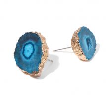 Wholesale Natural Irregular Druzy Cluster Earrings Electroplating Gold Color Ddge Stone Earrings for Women Men For Girl Jewelry