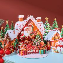 3D-Karten der Weihnachtsserie, Weihnachtskarte für Lebkuchenmann, Weihnachtsmann/lila Weihnachts-Popup-Karte, perfekt als Weihnachtsgeschenk