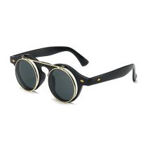 New Vintage Flip Cover Round Sunglasses Women Men Circular Sun Glasses Female Eyewear Sunglasses for Male Female Eyeglasses