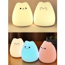 Muunnn Kawaii Cat Lamp LED Night Light Wireless Touch Sensor Silicone Battery Animal Light Child Holiday Bedroom Desktop Decor