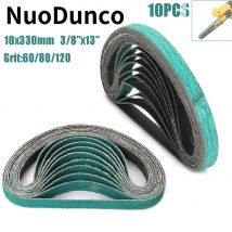 10 sztuk 10x330mm pasy szlifierskie 3/8 "x13" szlifierka pas ścierny narzędzie do metalowych mebli drewnianych szlifowanie polerowanie P60/P80/P120