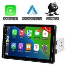 Leadfan 9 pulgadas Radio estéreo para coche 1 Din pantalla táctil reproductor de vídeo Universal para coche Carplay y Android Auto con cámara trasera Bluetooth