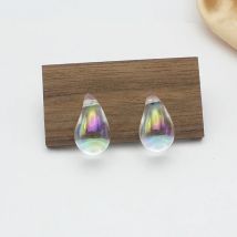 Waterdrop Acrylic UV AB Color Transparent Smooth Stud Earrings for Women Hyperbole Punk Geometry Party Jewelry Christmas Gift