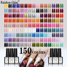 RG 8ML 150 Colors Nude gel nail polish HEMA TPO FREE Semipermanent Solid Color uv Manicure Hybrid Vernis Fine Glitter Nail Art
