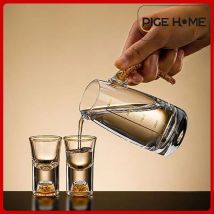PIGE HOME 1/5 Stück Luxus Wodka Glas Goldfolie Weinglas Glas vergoldeter Randbecher 100/150 ml Weinverteiler Topf Geschenk Weinset