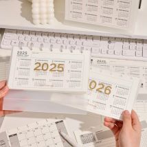 2025–2026, transparente, wasserdichte PVC-Abdeckung, 2 Jahre Schreibtischkalender mit To-Do-Liste, Notizblock, Memo, Acrylspule, Monatsplaner
