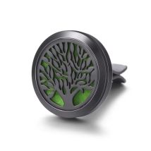 New All Black Tree of Life Aromatherapy Car Air Freshener Clip Stainless Steel Car Essential Oil Diffuser Locket Perfume Pendant